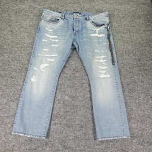 Cult Of Individuality Selvedge Jean Mens 44X34 Blue Denim Rebel Straight Zippers